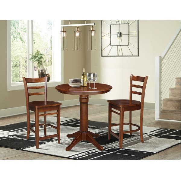 30" Round Pedestal Counter Height Table with 2 Stools 3 Piece Set